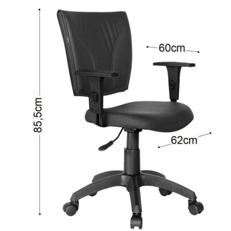 Cadeira B-ONE Giratória com Braços Reguláveis – Corino Preto – 31009 GSA MÓVEIS 6