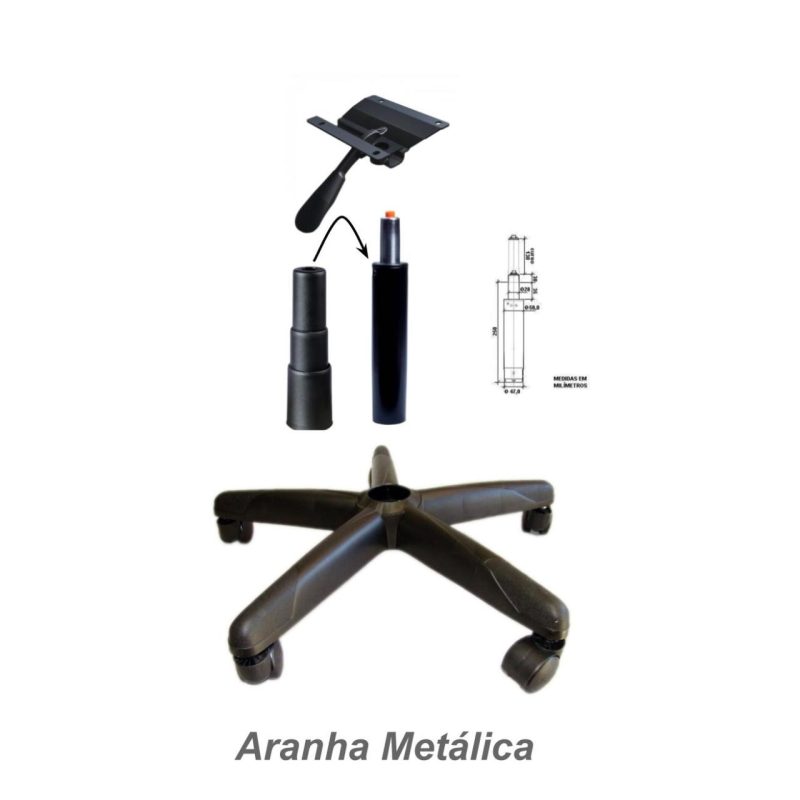 Cadeira B-ONE Giratória com Braços Reguláveis – Corino Preto – 31009 GSA MÓVEIS 9