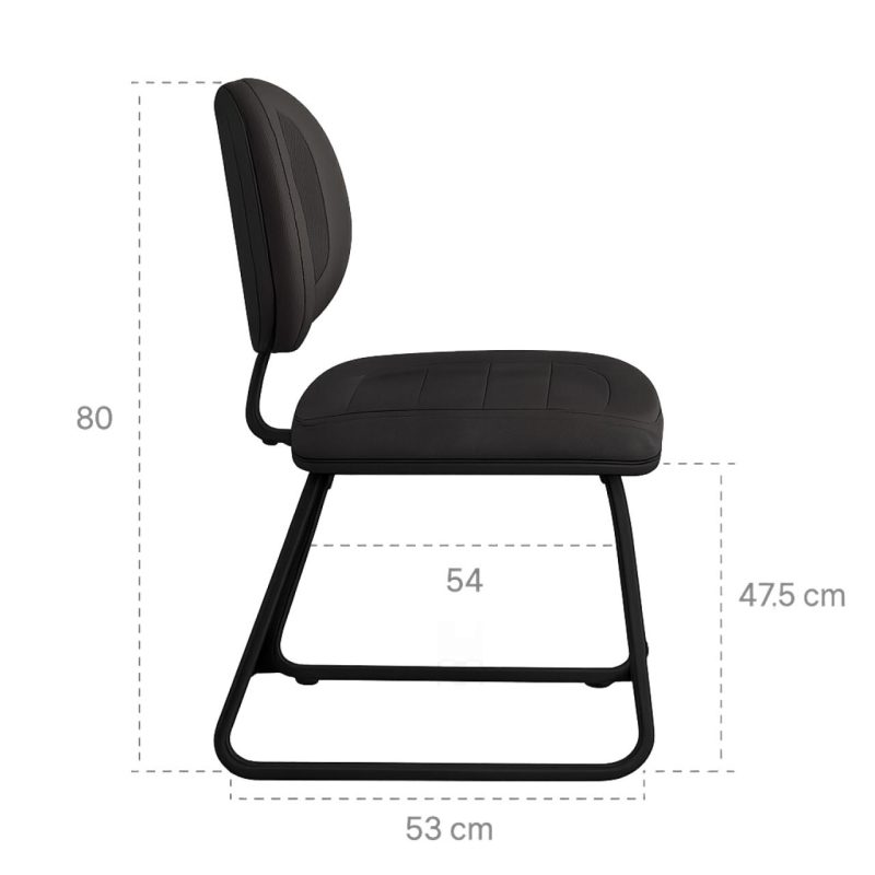 Cadeira Executiva Costurada Base Trapézio – Corino Preto – 31031 GSA MÓVEIS 6
