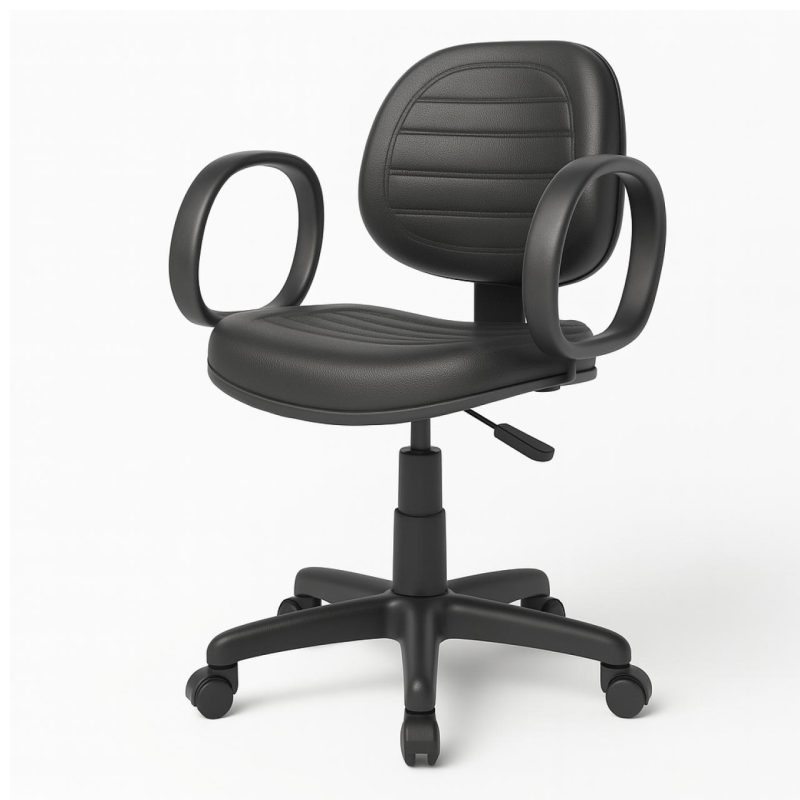 Cadeira Executiva COSTURADA Giratória com Braço Corsa – Corino Preto – 31004 GSA MÓVEIS 5