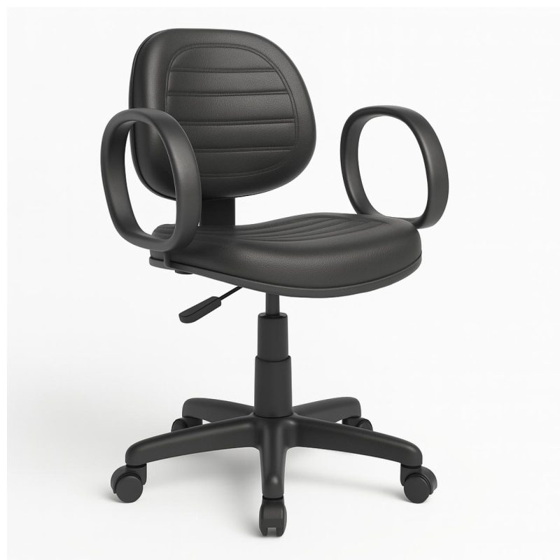 Cadeira Executiva COSTURADA Giratória com Braço Corsa – Corino Preto – 31004 GSA MÓVEIS 2