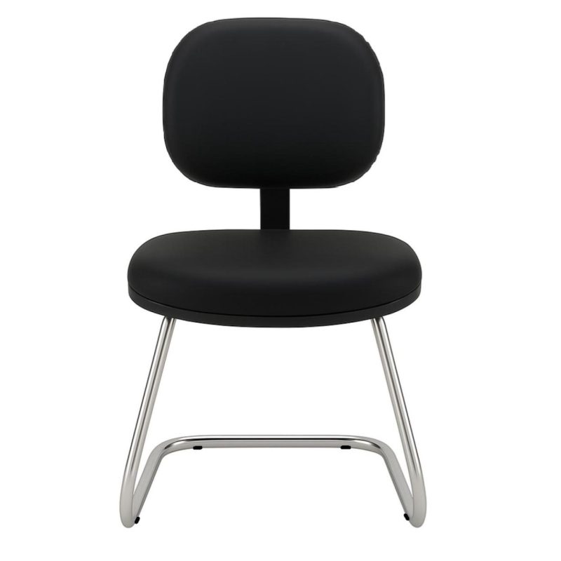 Cadeira Executiva LISA Base em “S” CROMADA – Corino Preto – 31015 GSA MÓVEIS 3