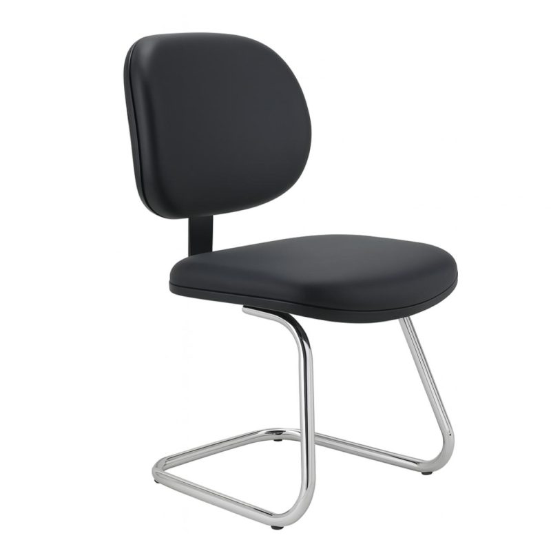 Cadeira Executiva LISA Base em “S” CROMADA – Corino Preto – 31015 GSA MÓVEIS 2