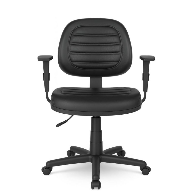 Cadeira Executiva COSTURADA Giratória com Braços Reguláveis – Corino Preto – 31005 GSA MÓVEIS 3