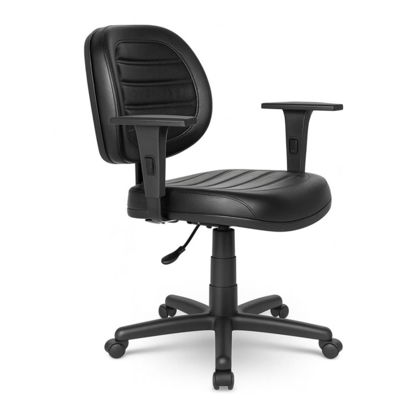 Cadeira Executiva COSTURADA Giratória com Braços Reguláveis – Corino Preto – 31005 GSA MÓVEIS 2