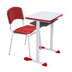 Kit Escolar Individual VERMELHO – (Mesa e Cadeira) – ADULTO – MADEIRA – COR VERMELHO – 40096 GSA MÓVEIS 6