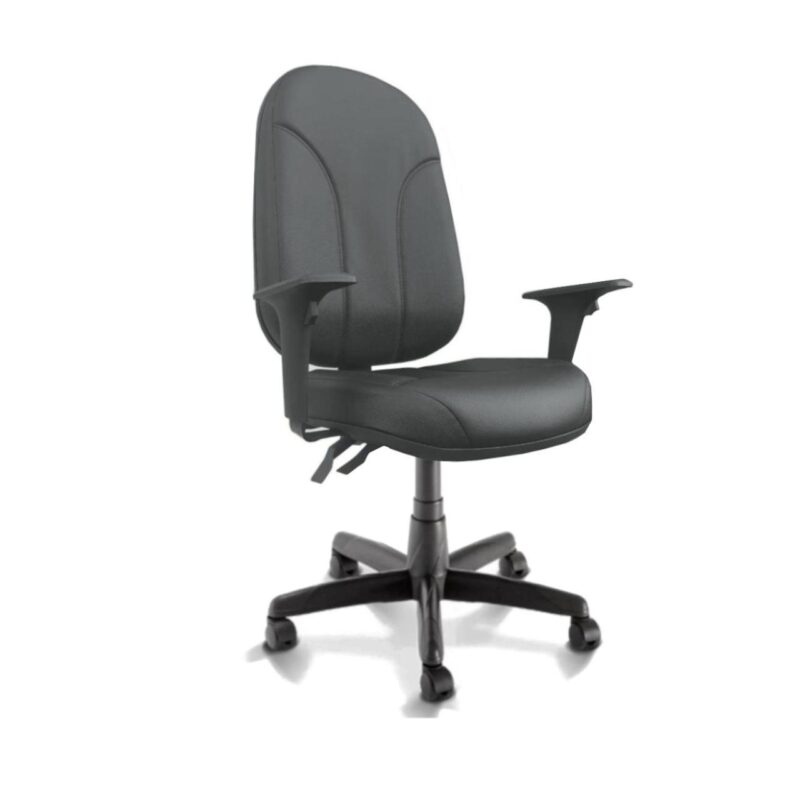 Cadeira Presidente PLUS BACK SYSTEM Baixa Costurada c/ Braços Reguláveis – Corino Preto 32974 GSA MÓVEIS 2