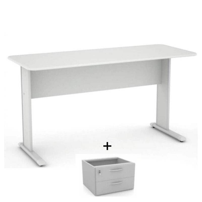 Mesa Escritório 1,20×0,60m – c/ Gavetas CINZA/CINZA – 43084 GSA MÓVEIS 2