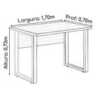Mesa Escritório PÉ QUADRO 1,70×0,70m -S/ Gavetas – NOGAL SEVILHA/PRETO – 24474 GSA MÓVEIS 9