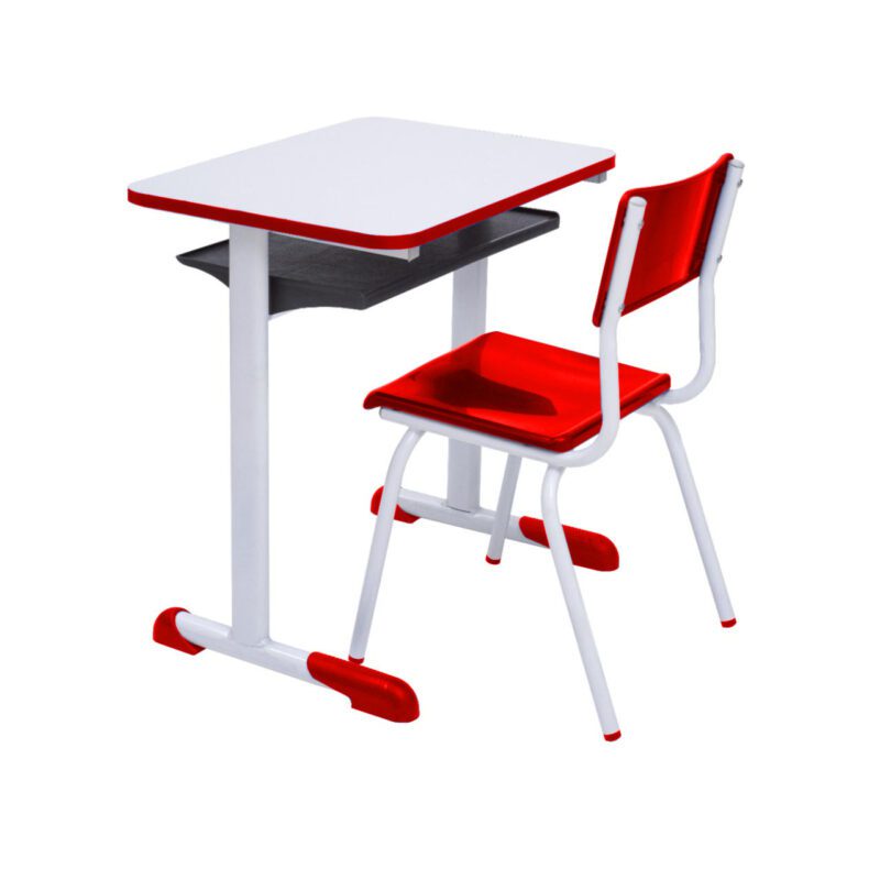 Kit Escolar Individual VERMELHO – (Mesa e Cadeira) – JUVENIL – MADEIRA – COR VERMELHO – 40092 GSA MÓVEIS 3
