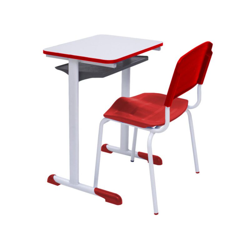 Kit Escolar Individual VERMELHO – (Mesa e Cadeira) – ADULTO – MADEIRA – COR VERMELHO – 40096 GSA MÓVEIS 3
