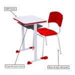 Kit Escolar Individual VERMELHO – (Mesa e Cadeira) – ADULTO – MADEIRA – COR VERMELHO – 40096 GSA MÓVEIS 8