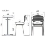 Kit Escolar Individual VERMELHO – (Mesa e Cadeira) – ADULTO – MADEIRA – COR VERMELHO – 40096 GSA MÓVEIS 9