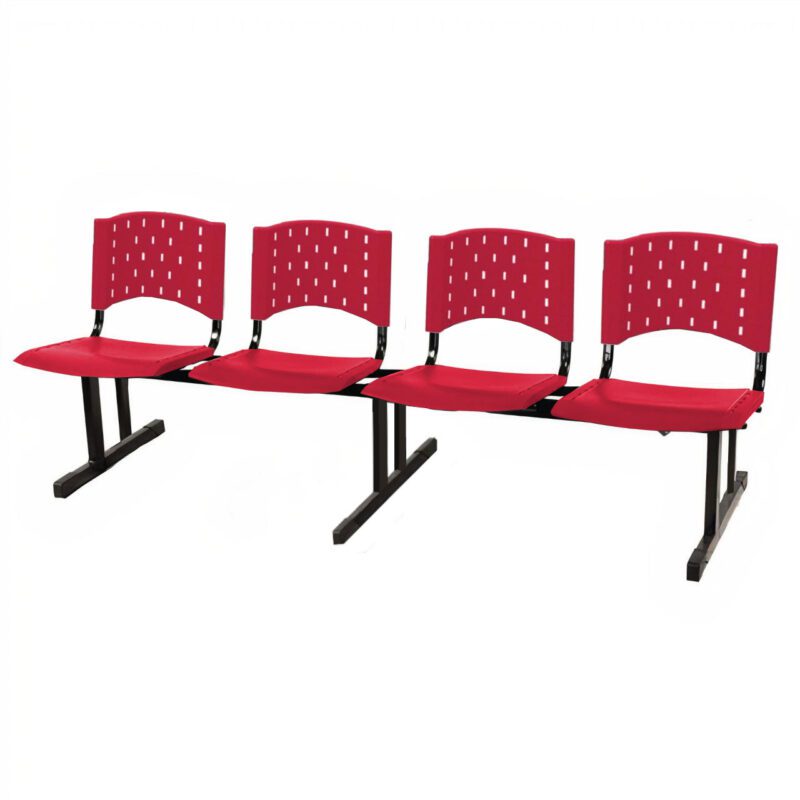 Cadeira Longarina PLASTICA 4 Lugares Cor Vermelho 33090 GSA MÓVEIS 2