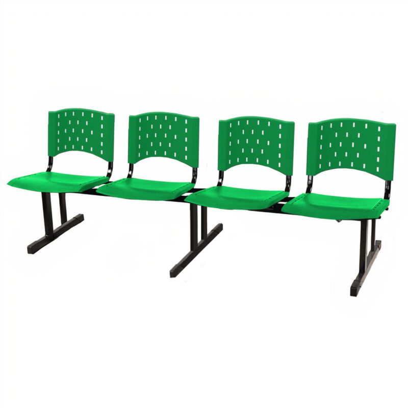 Cadeira Longarina PLASTICA 4 Lugares Cor Verde 33091 GSA MÓVEIS 2