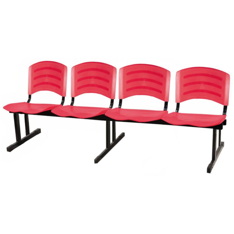 Cadeira Longarina PLASTICA 4 Lugares Cor Vermelho 33096 GSA MÓVEIS 2