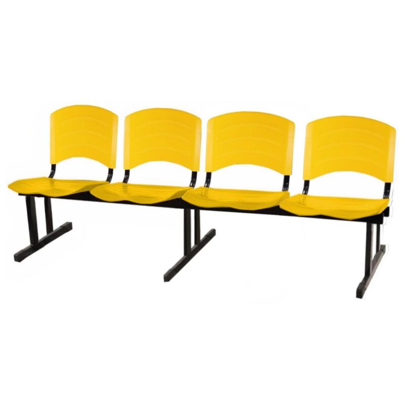 Cadeira Longarina PLASTICA 4 Lugares Cor Amarelo 33097 GSA MÓVEIS 2