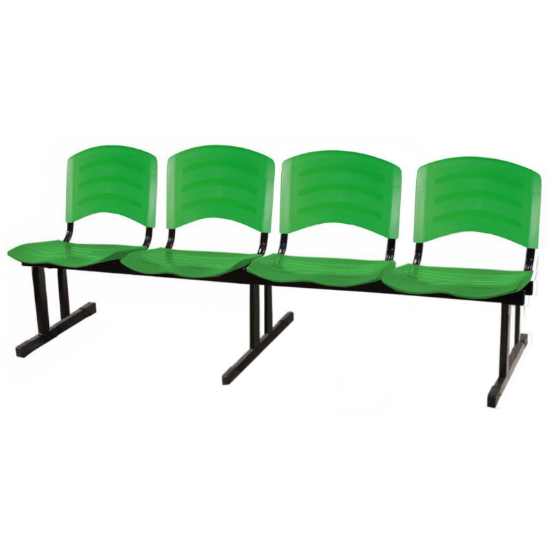 Cadeira Longarina PLASTICA 4 Lugares Cor Verde 33099 GSA MÓVEIS 2