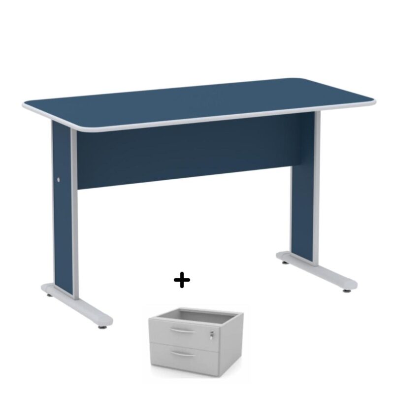 Mesa Escritório 1,20×0,60m c/ Gavetas – Cor Azul – 44085 GSA MÓVEIS 2