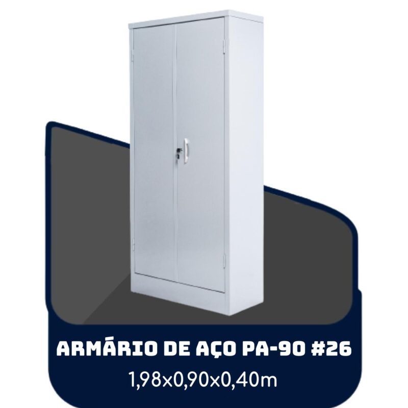 Armário de Aço PA 90 #26 – 1,98×0,90×0,40m – SA – 13120 GSA MÓVEIS 2