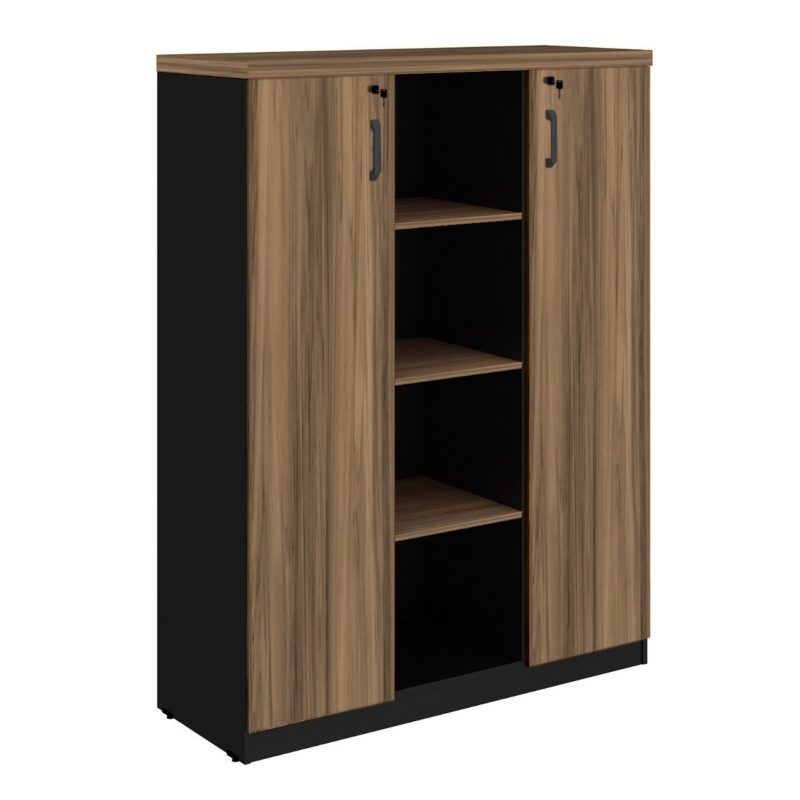 Armário Alto Credenza com Nicho – 1,61×1,20×0,45m NOGAL SEVILHA/PRETO – 21415 GSA MÓVEIS 2