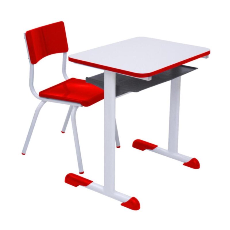 Kit Escolar Individual VERMELHO – (Mesa e Cadeira) – JUVENIL – MADEIRA – COR VERMELHO – 40092 GSA MÓVEIS 2