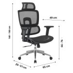 Cadeira de Escritório Presidente Tela ÉVORA – Cor Preto – 30065 GSA MÓVEIS 12