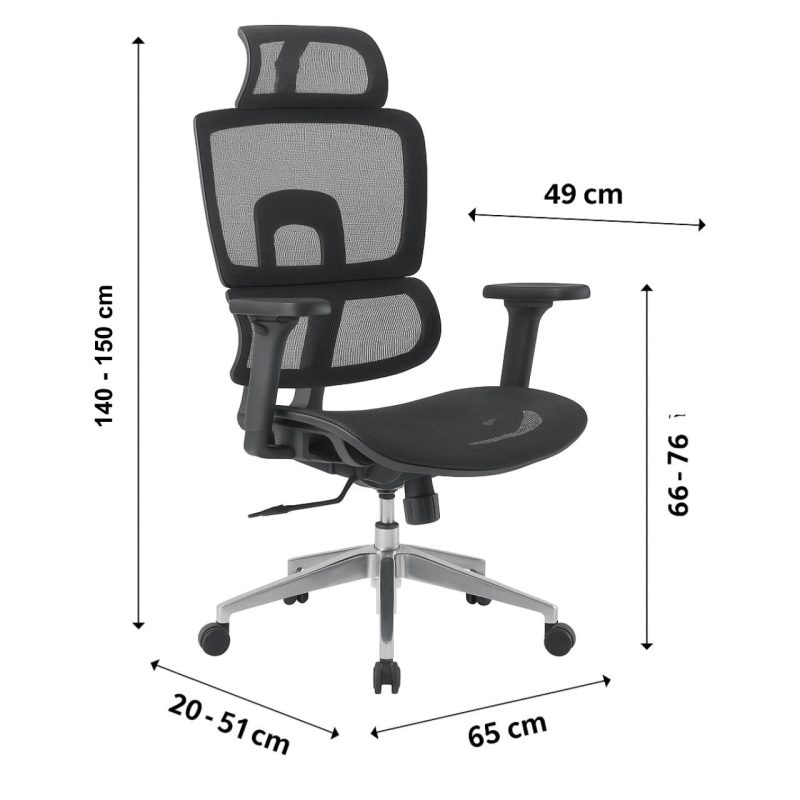 Cadeira de Escritório Presidente Tela ÉVORA – Cor Preto – 30065 GSA MÓVEIS 5