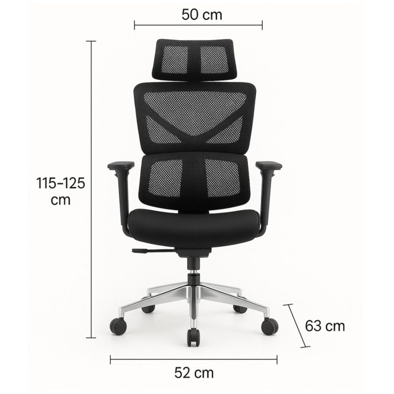 Cadeira de Escritório Presidente Tela TITAN – Cor Preto – 30067 GSA MÓVEIS 8