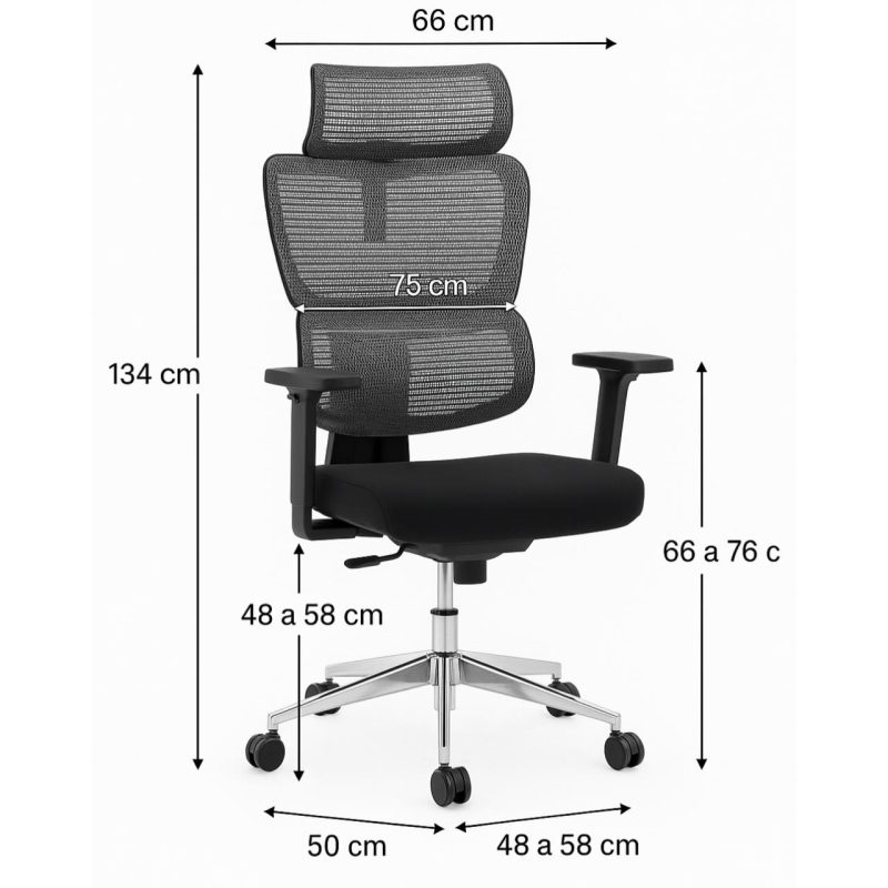 Cadeira de Escritório Presidente Tela ÉDON – Cor Preto – 30066 GSA MÓVEIS 6