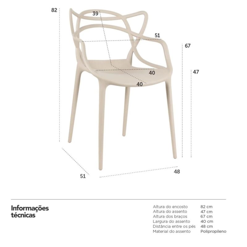 Cadeira Interlocutor ALLEGRA para Escritório ou Jantar – Polipropileno – Cor AREIA – 48009 GSA MÓVEIS 8