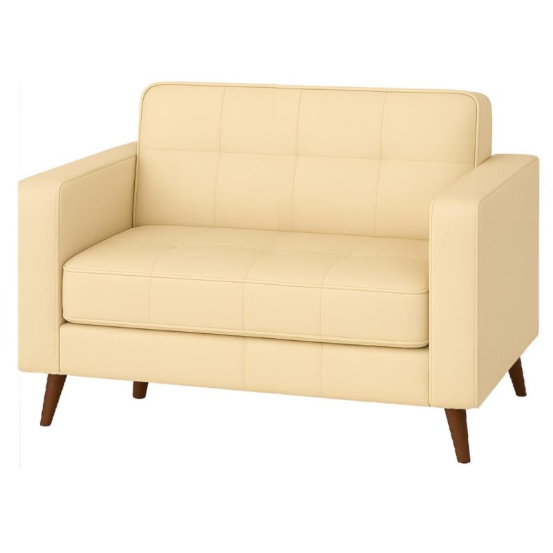 Poltrona para Escritório ROMA 02 Lugar – Corino – Cor AREIA – 60062 GSA MÓVEIS 2