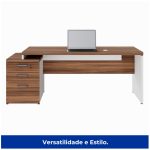 Mesa PEDESTAL RETA (03 Gav.) – 1,92X0,70m – WORKSTART – NOGAL SEVILHA/BRANCO- 34405 GSA MÓVEIS 12