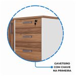 Mesa Escritório PRESIDENTE c/ Armário Pedestal – 1,82×1,80m – NOGAL SEVILHA/BRANCO – 34602 GSA MÓVEIS 14