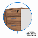Mesa Escritório PRESIDENTE c/ Armário Pedestal – 1,82×1,80m – NOGAL SEVILHA/BRANCO – 34602 GSA MÓVEIS 19