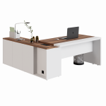 Mesa Escritório PRESIDENTE c/ Armário Pedestal – 1,82×1,80m – NOGAL SEVILHA/BRANCO – 34602 GSA MÓVEIS 21