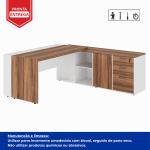 Mesa Escritório PRESIDENTE c/ Armário Pedestal – 1,82×1,80m – NOGAL SEVILHA/BRANCO – 34602 GSA MÓVEIS 12