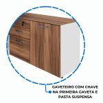 Mesa Diretorzinha c/ Aparador – Pé de MADEIRA – 1,90×1,50m – NOGAL SEVILHA / BRANCO – 34426 GSA MÓVEIS 15