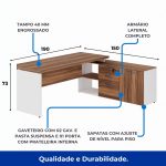Mesa Diretorzinha c/ Aparador – Pé de MADEIRA – 1,90×1,50m – NOGAL SEVILHA / BRANCO – 34426 GSA MÓVEIS 18