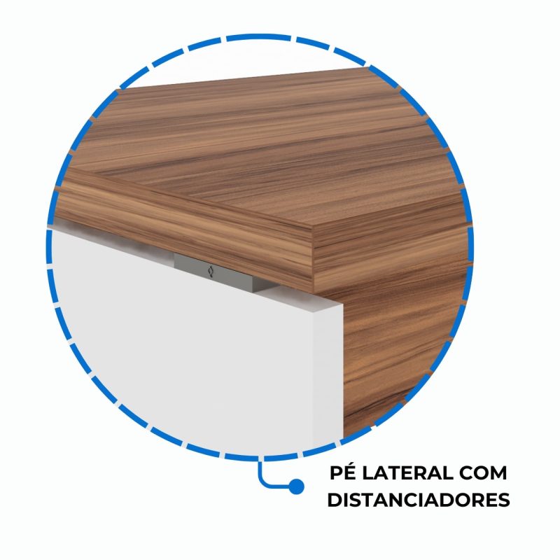 Mesa Diretorzinha c/ Aparador – Pé de MADEIRA – 1,90×1,50m – NOGAL SEVILHA / BRANCO – 34426 GSA MÓVEIS 8