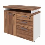 Armário Baixo 03 Gavetas e Porta (MISTO) – NOGAL SEVILHA/BRANCO – 34422 GSA MÓVEIS 10