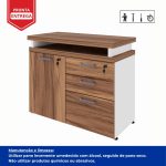 Armário Baixo 03 Gavetas e Porta (MISTO) – NOGAL SEVILHA/BRANCO – 34422 GSA MÓVEIS 19