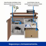 Armário Baixo 03 Gavetas e Porta (MISTO) – NOGAL SEVILHA/BRANCO – 34422 GSA MÓVEIS 11