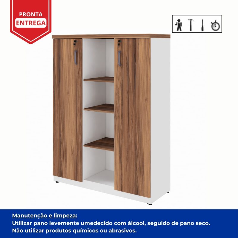 Armário Alto Credenza com Nicho – 1,61×1,20×0,45m – NOGAL SEVILHA/BRANCO- 34415 GSA MÓVEIS 7