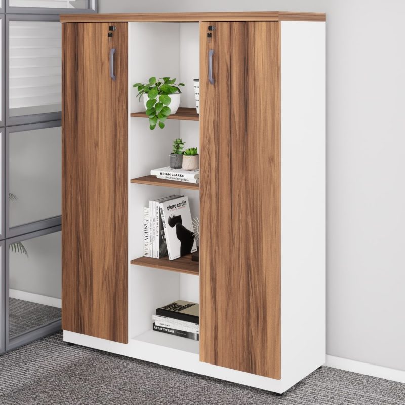 Armário Alto Credenza com Nicho – 1,61×1,20×0,45m – NOGAL SEVILHA/BRANCO- 34415 GSA MÓVEIS 3