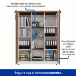 Armário Alto Credenza com Nicho – 1,61×1,20×0,45m – NOGAL SEVILHA/BRANCO- 34415 GSA MÓVEIS 12