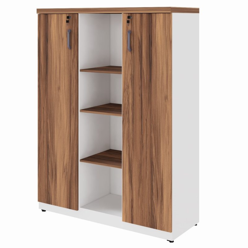 Armário Alto Credenza com Nicho – 1,61×1,20×0,45m – NOGAL SEVILHA/BRANCO- 34415 GSA MÓVEIS 2