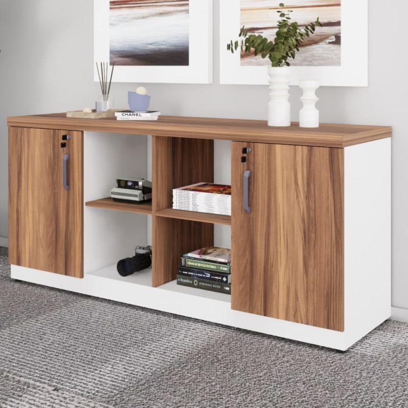 Armário Baixo GOLD Credenza ESPECIAL – 1,60×0,73×0,45m – NOGALSEVILHA / BRANCO – 34502 GSA MÓVEIS 3
