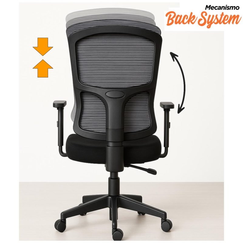 Cadeira de Escritório Tela PRYUS Back System – Cor Preto – 20099 GSA MÓVEIS 5