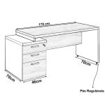Mesa PEDESTAL RETA (03 Gav.) – 1,92X0,70m – WORKSTART – NOGAL SEVILHA/BRANCO- 34405 GSA MÓVEIS 19